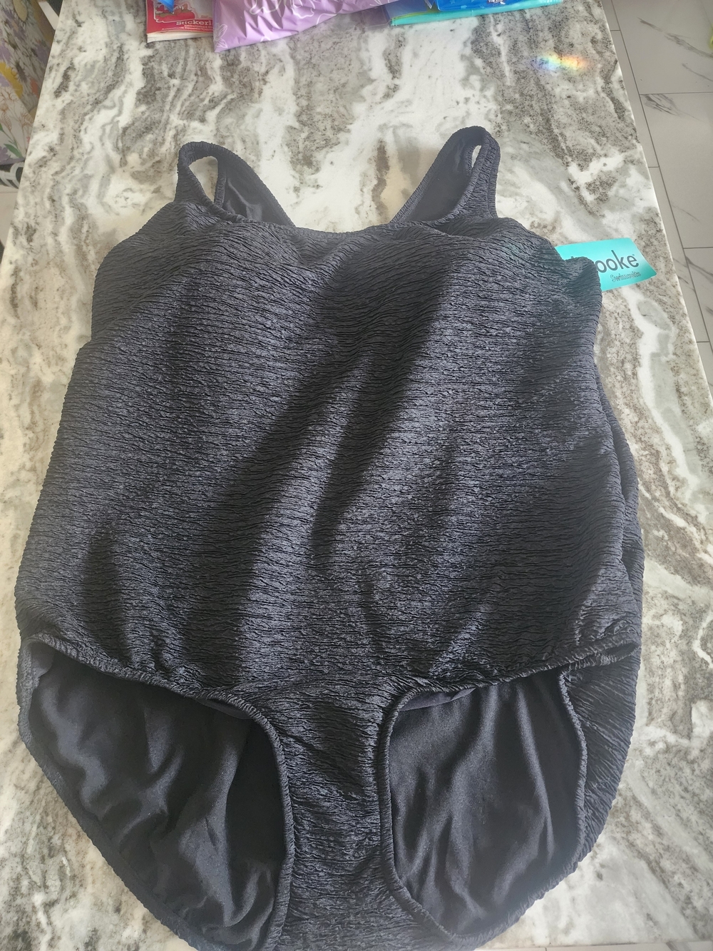 Women’s Textured Black One-Piece Swimsuit New Without Tag